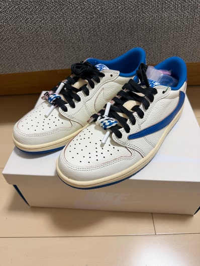 Travis Scott × fragment design × Nike Air Jordan 1 Low OG "Sail/Military Blue"