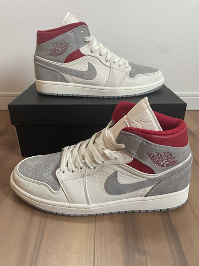 SNS×NIKE AIR JORDAN 1 MID "GREY/RED"