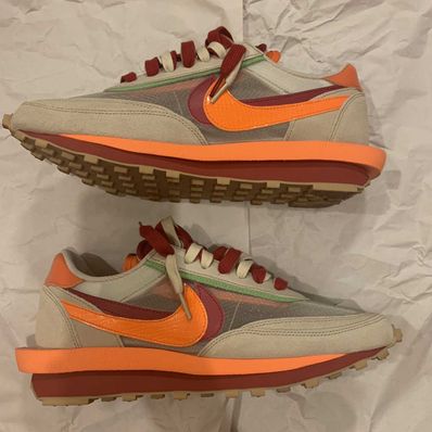CLOT × Sacai × Nike LD Waffle "Orange Blaze"