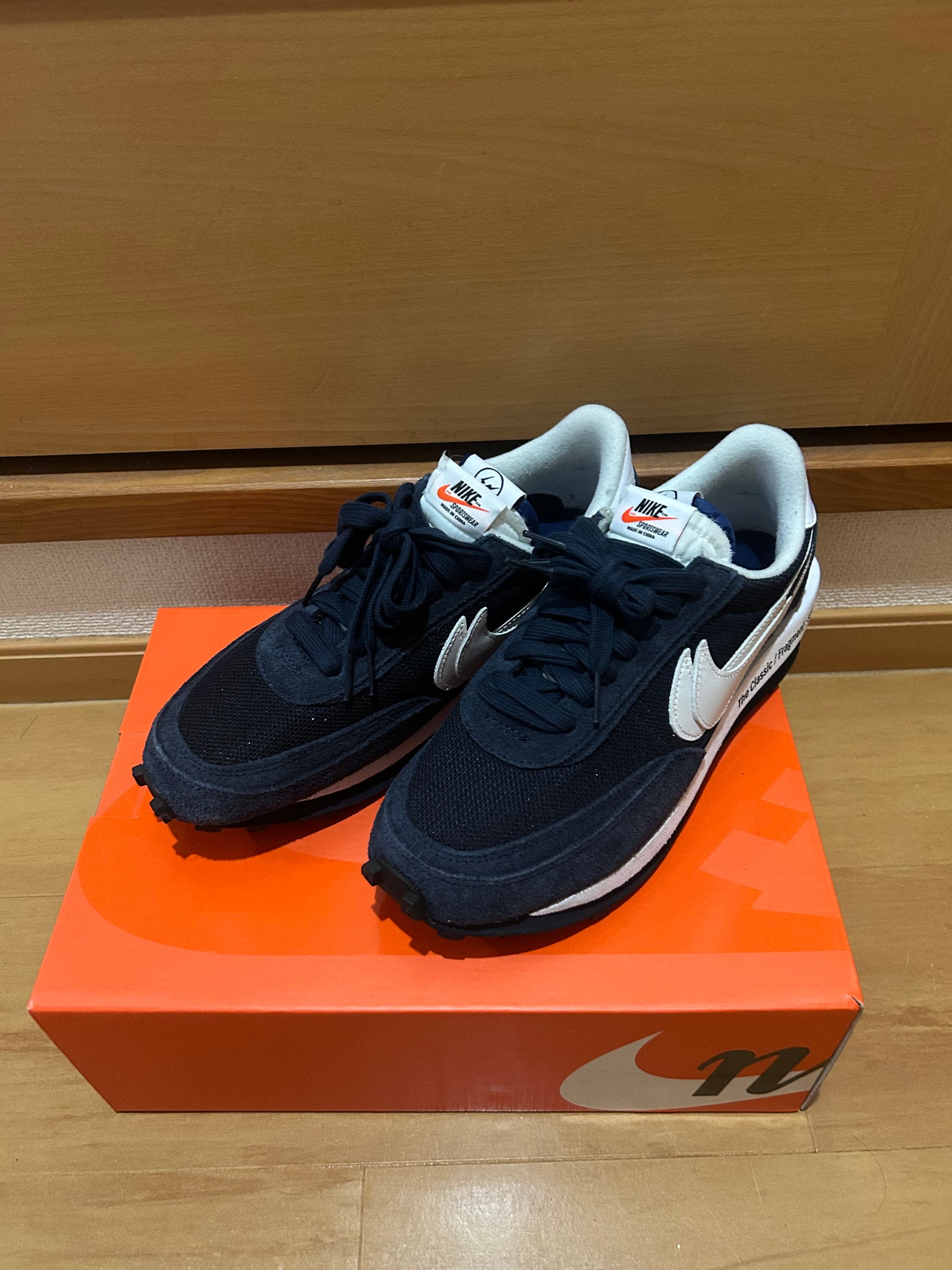 fragment design × sacai × Nike LD Waffle "Blackended Blue"