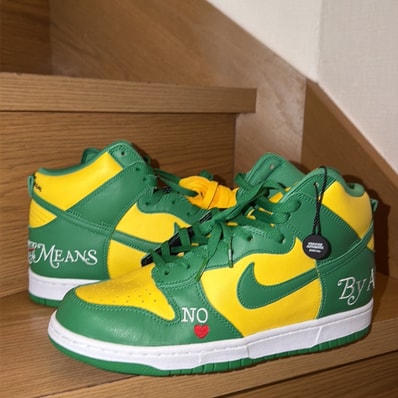 Supreme × Nike SB Dunk High By Any Means "Brazil"