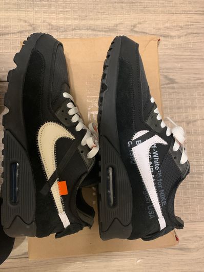 Off-White × Nike Air Max 90 "Black/Black-Cone-White"
