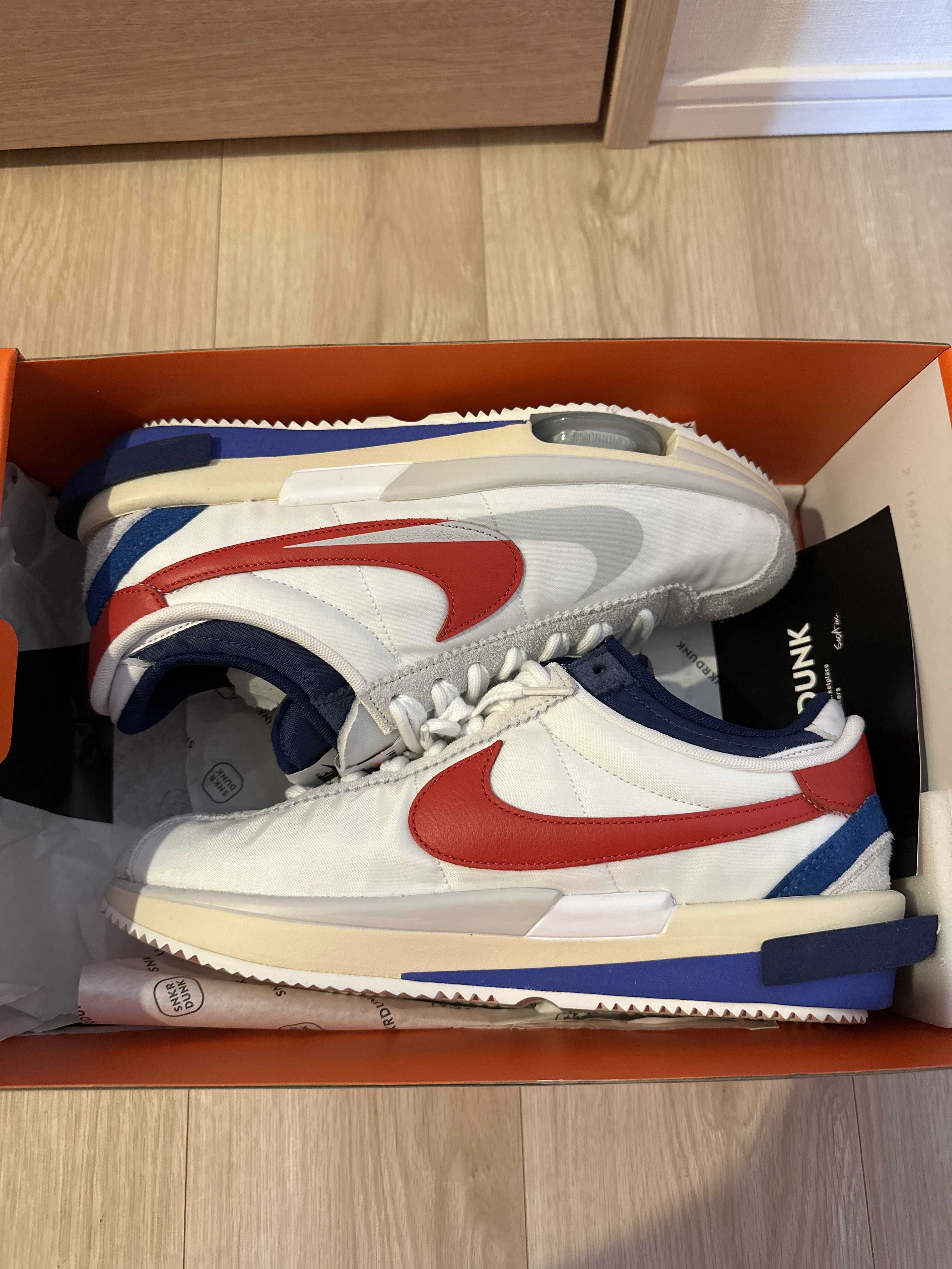sacai × Nike Zoom Cortez "White and University Red"