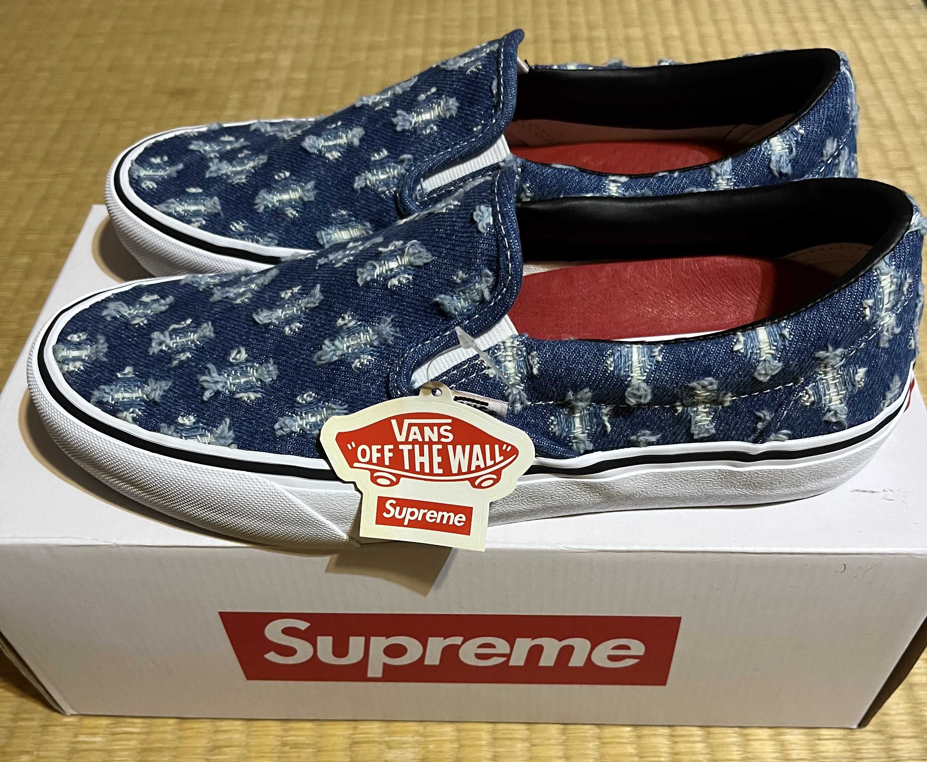 Supreme × Vans Slip-On Hole Punch Denim "Blue"