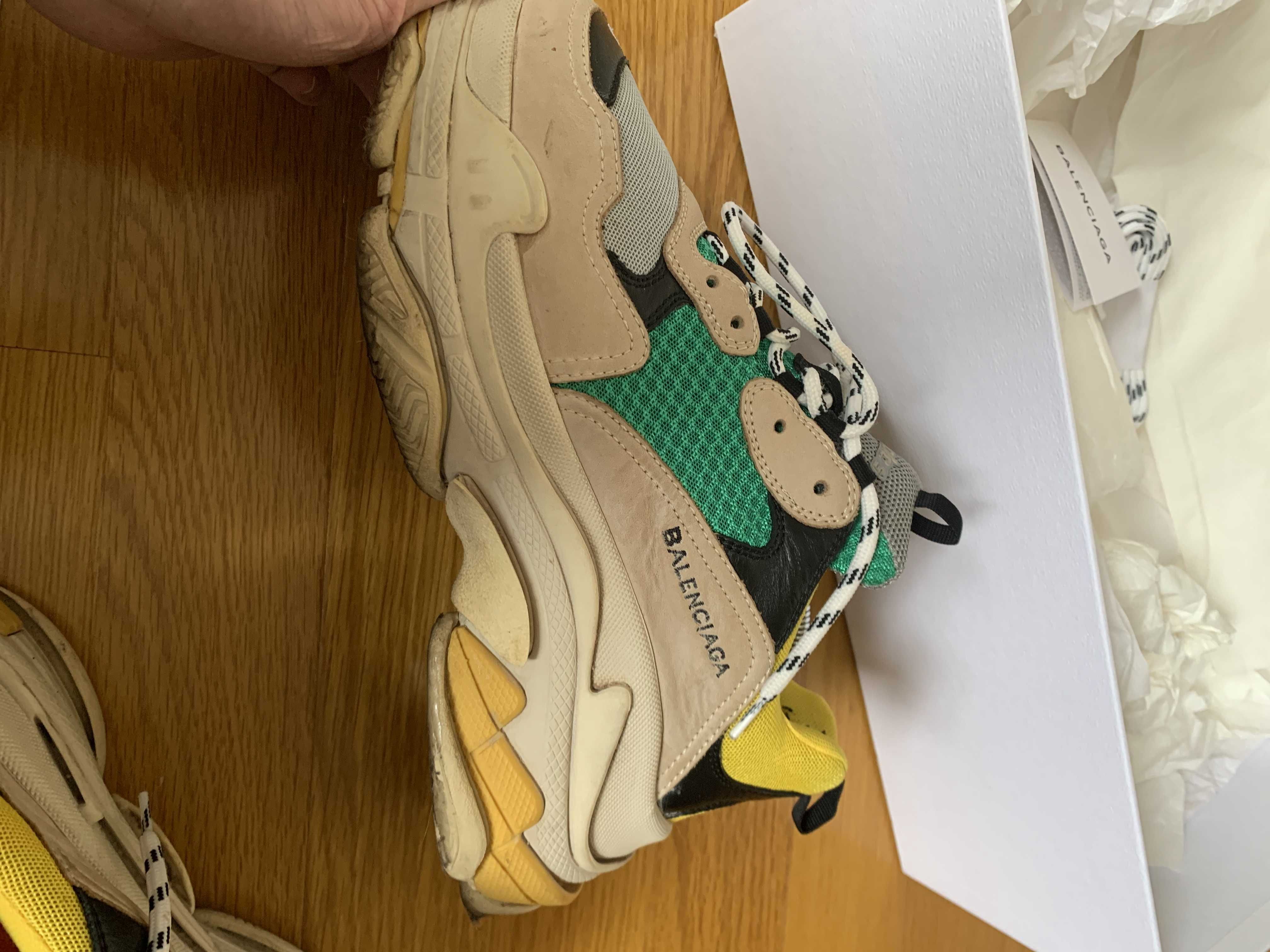 BALENCIAGA Triple S "Beige/Green/Yellow"