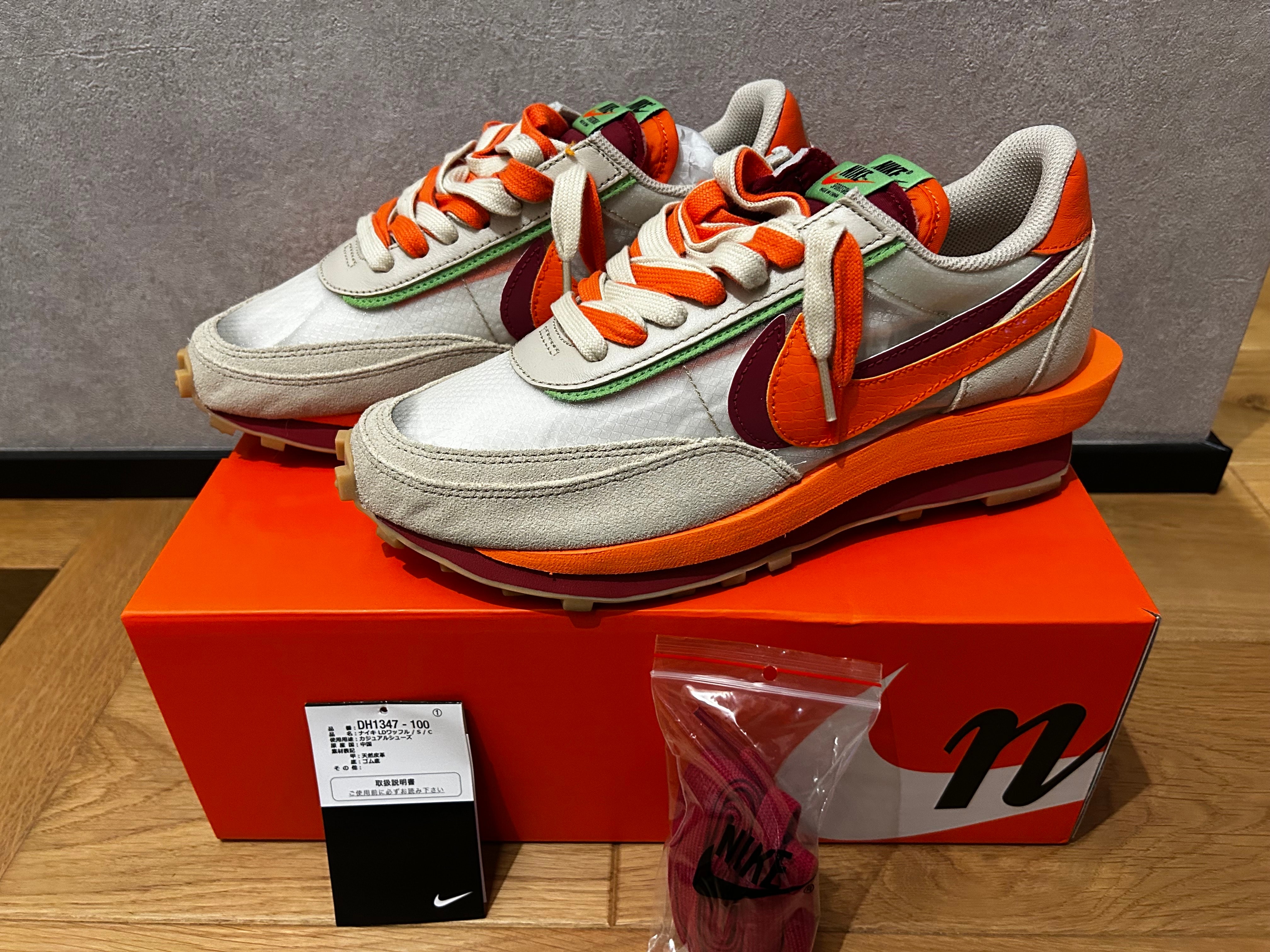 CLOT × Sacai × Nike LD Waffle "Orange Blaze"