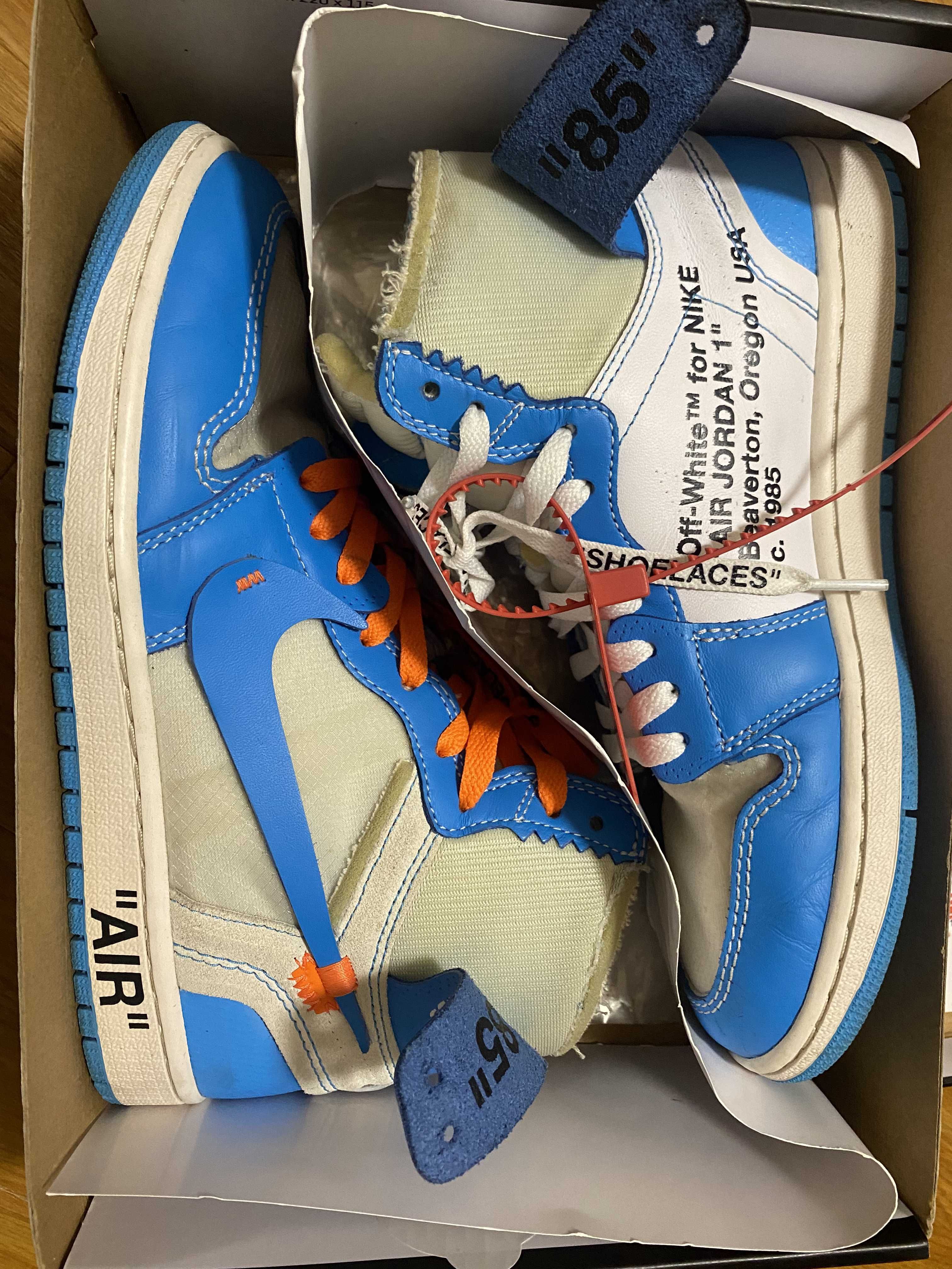 Off-White × Nike Air Jordan 1 High UNC "White/Dark Powder Blue"