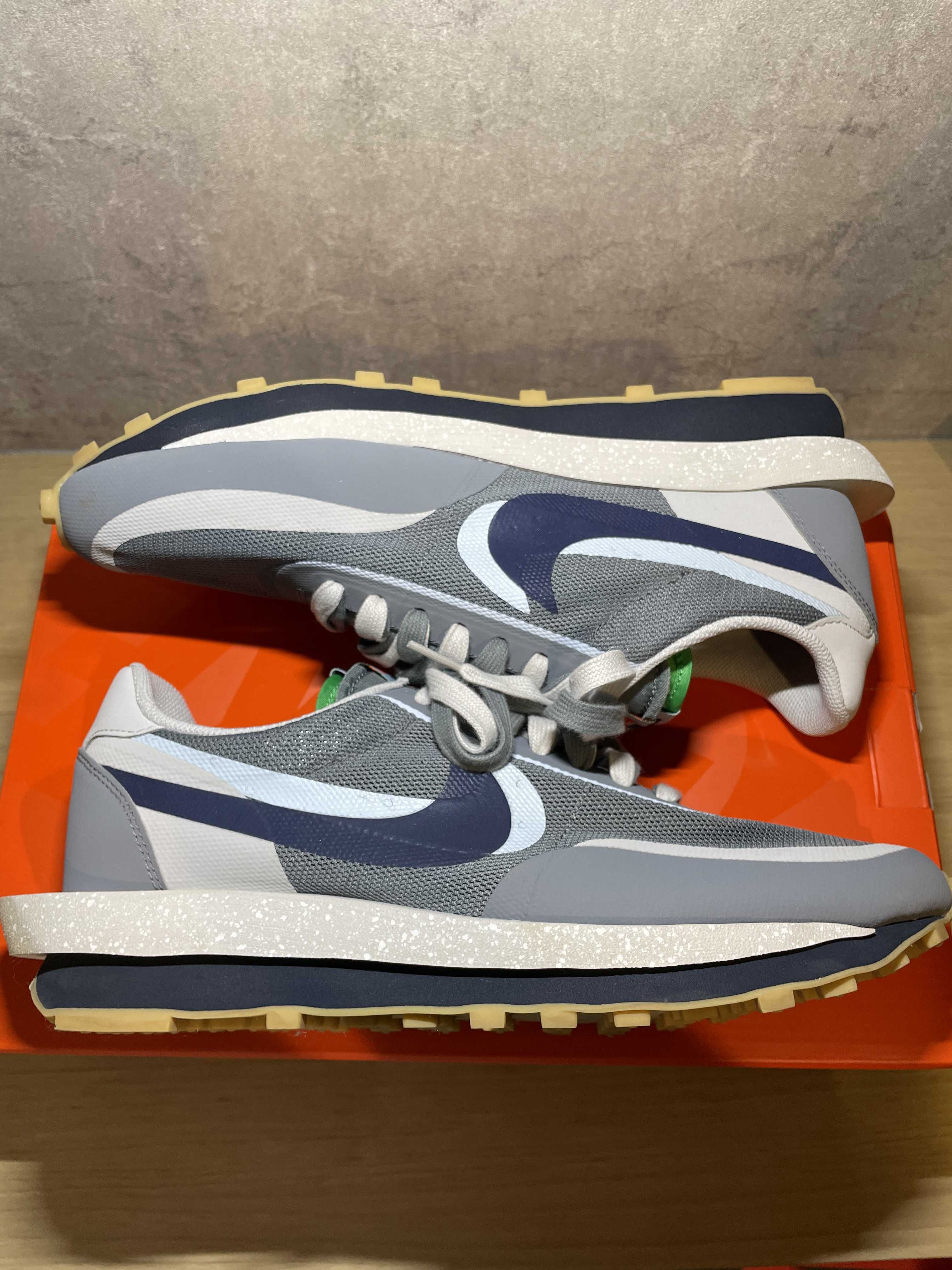 CLOT × Sacai × Nike LD Waffle "Grey Obsidian/Cool Grey"