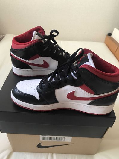 NIKE GS AIR JORDAN 1 MID "WHITE/GYM RED/BLACK"