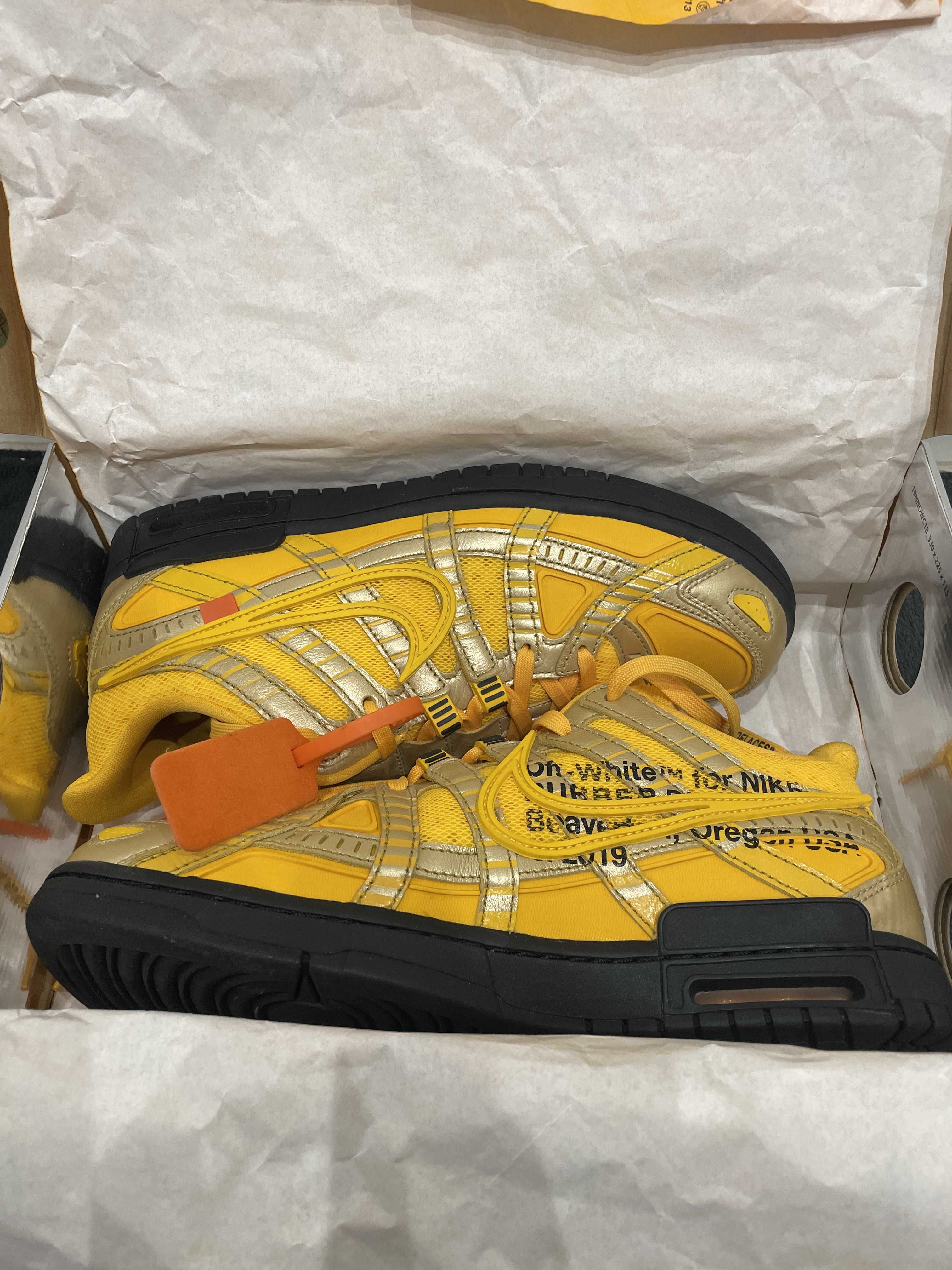 Off-White × Nike Air Rubber Dunk "University Gold"