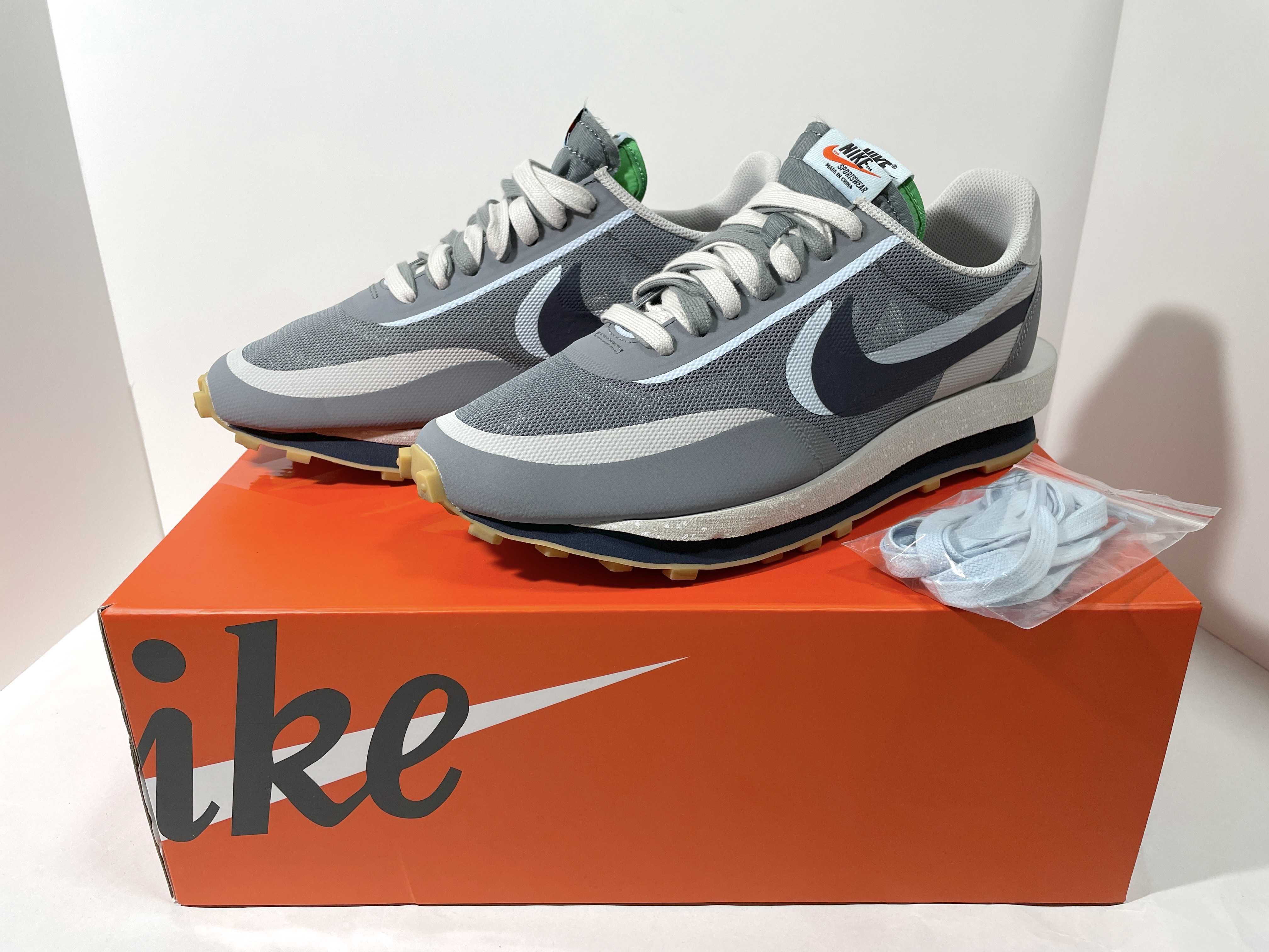 CLOT × Sacai × Nike LD Waffle "Grey Obsidian/Cool Grey"