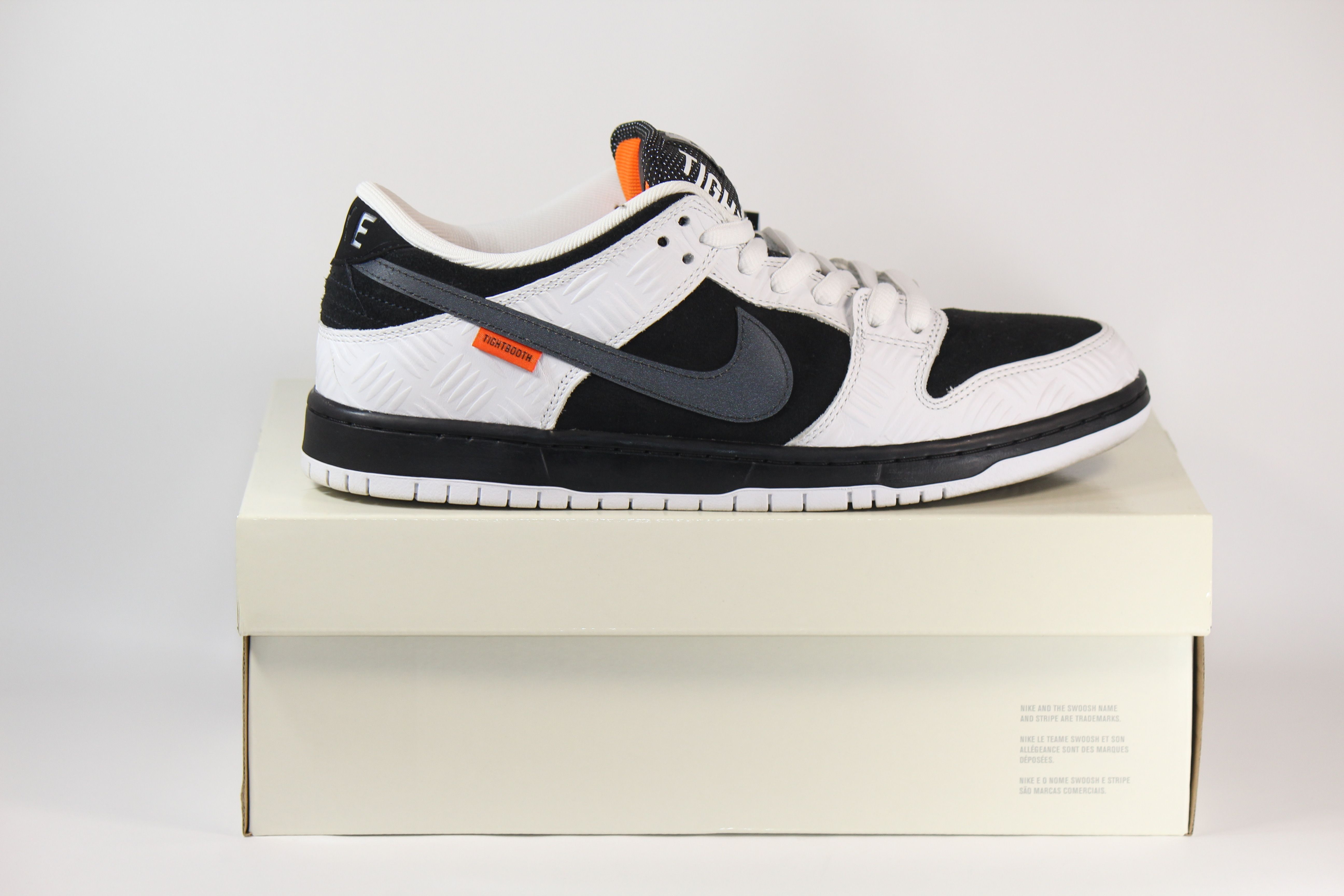 TIGHTBOOTH × Nike SB Dunk Low Pro QS "Black and White"