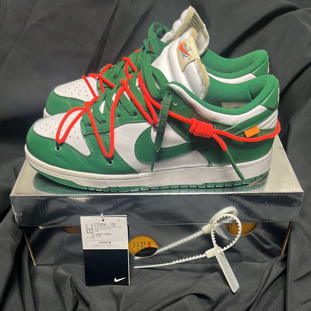 Off-White × Nike Dunk Low "White/Pine Green"