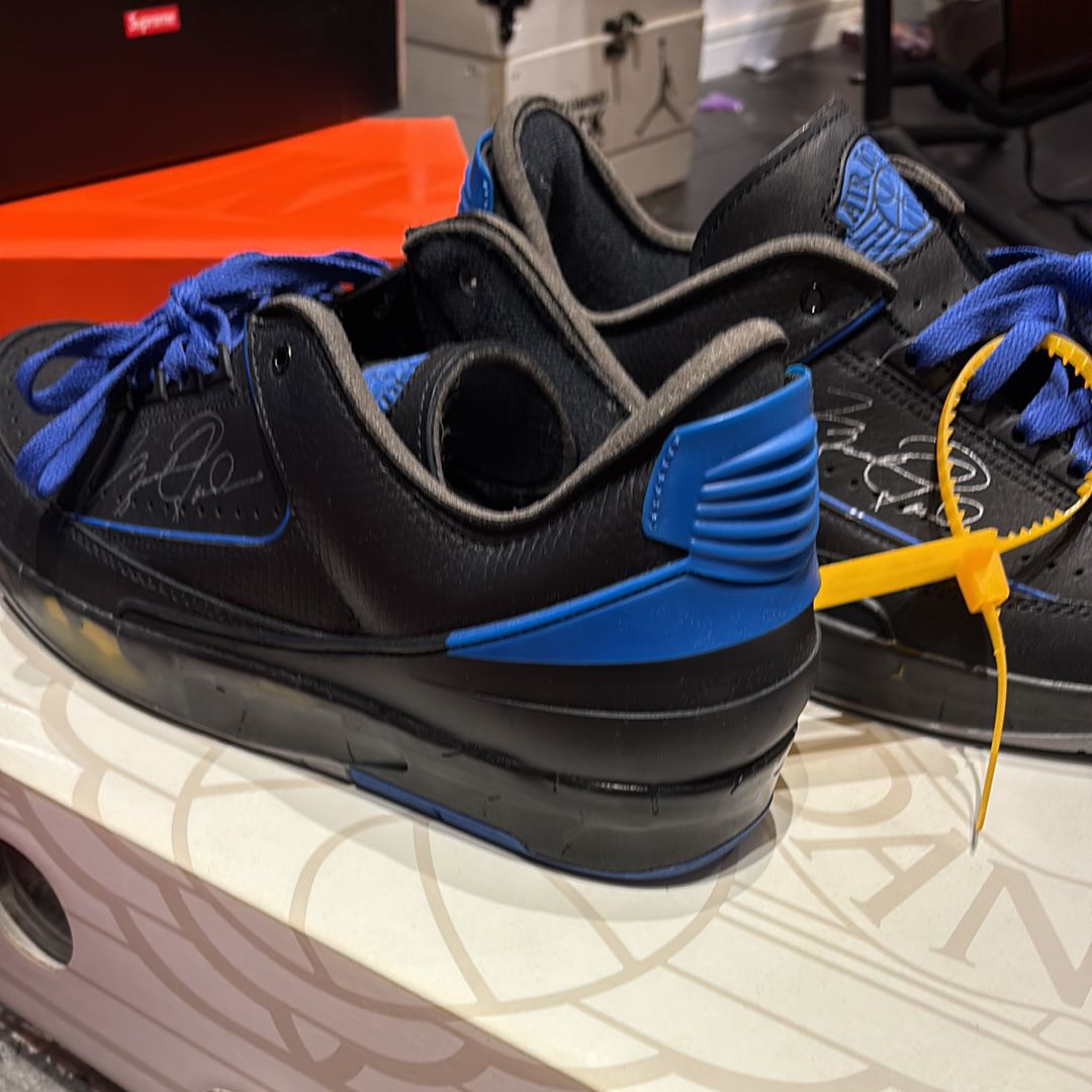 Off-White × Nike Air Jordan 2 Low "Black and Varsity Royal"