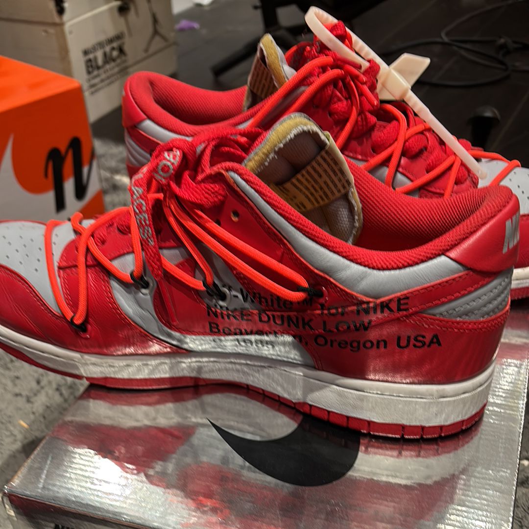 Off-White × Nike Dunk Low "University Red/Wolf Grey"