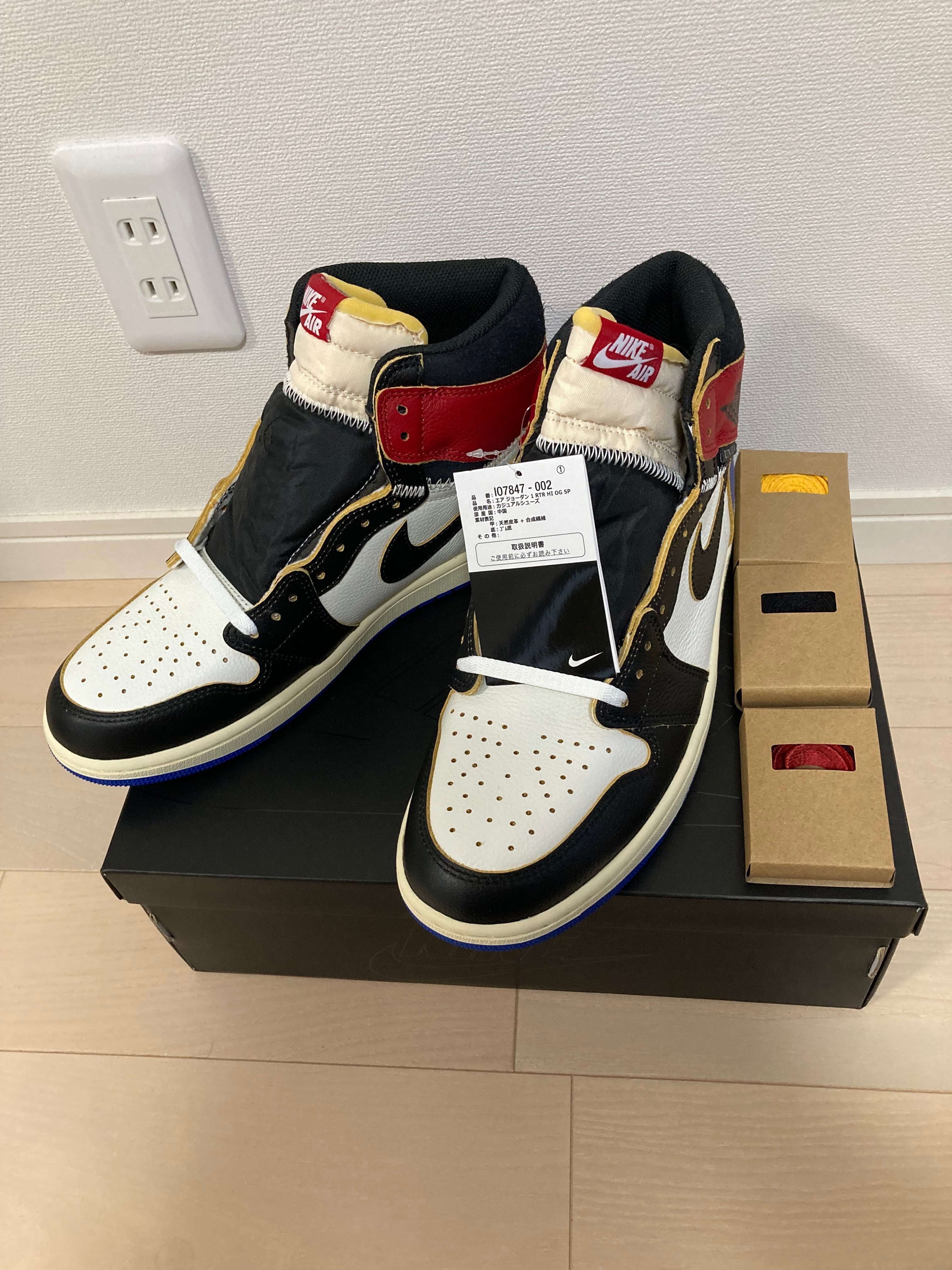 fragment design × UNION × Nike Air Jordan 1 High OG "Black/Varsity Red"