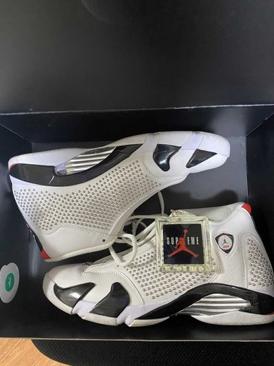 Supreme × Nike Air Jordan 14 Retro "White/University Red"