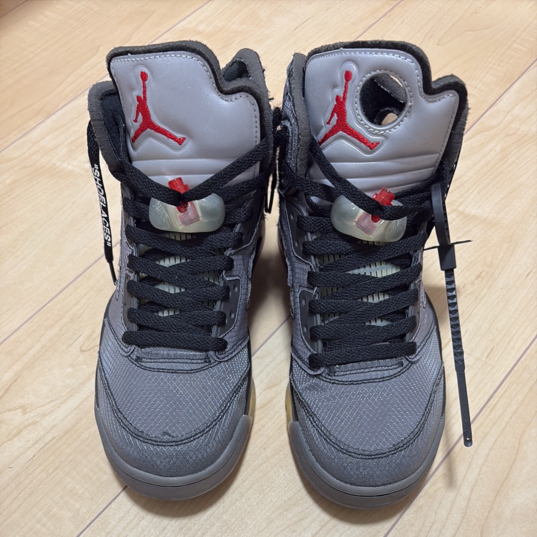 Off-White × Nike Air Jordan 5 "Black/Muslin/Fire Red"