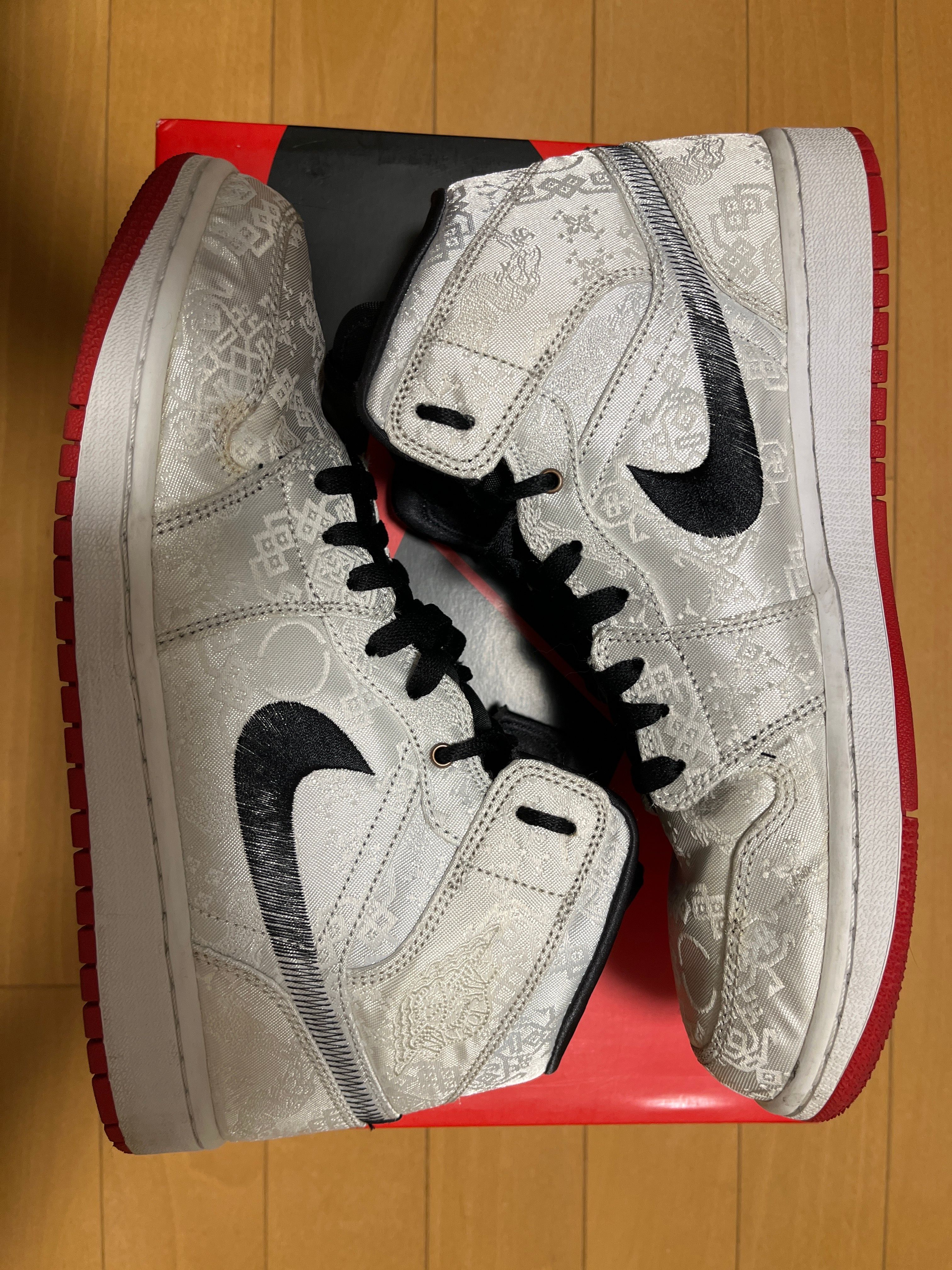 CLOT × Nike Air Jordan 1 Mid SE Fearless "White/Black/Red"
