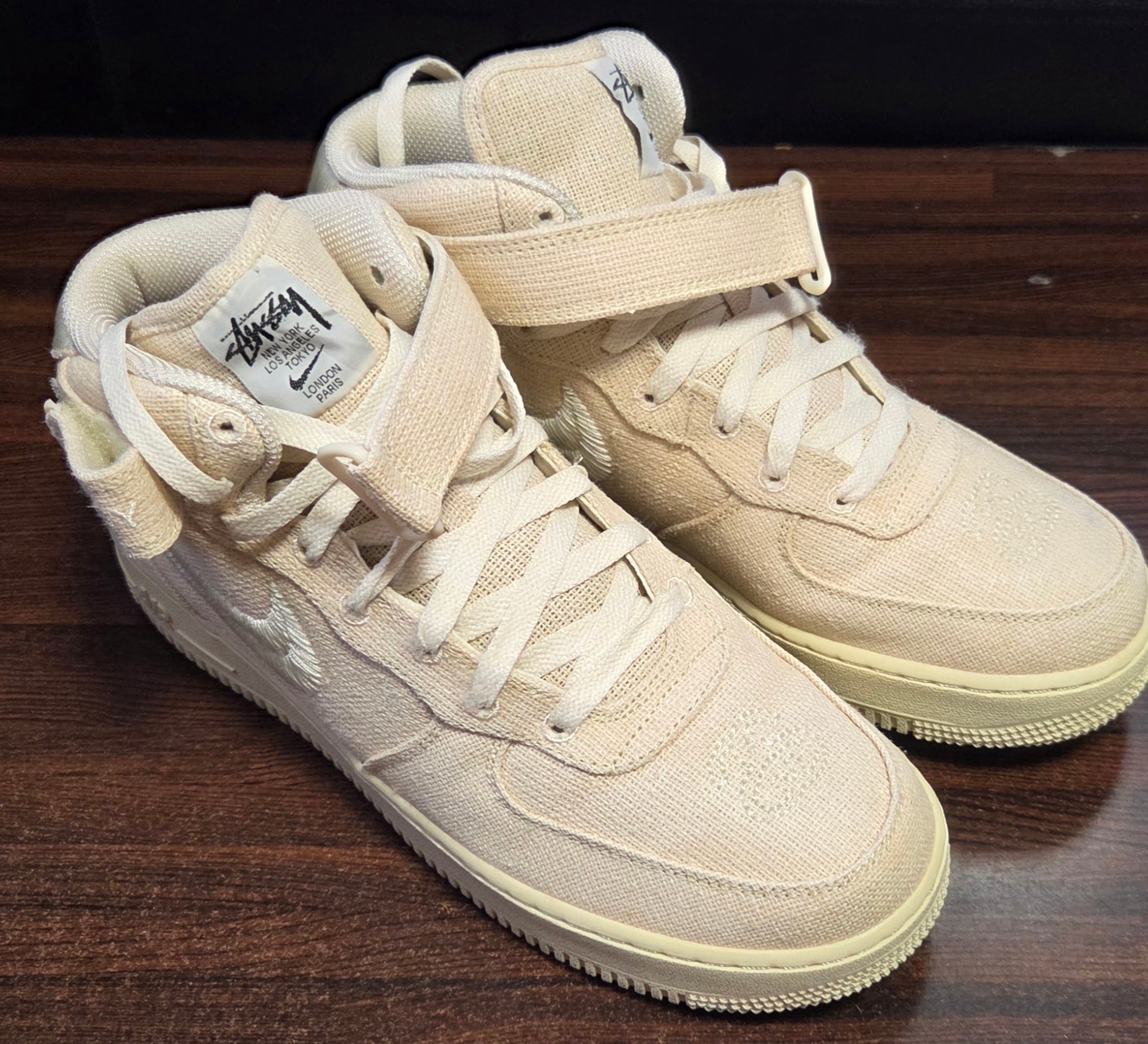 Stussy × Nike Air Force 1 Mid "Fossil Stone"