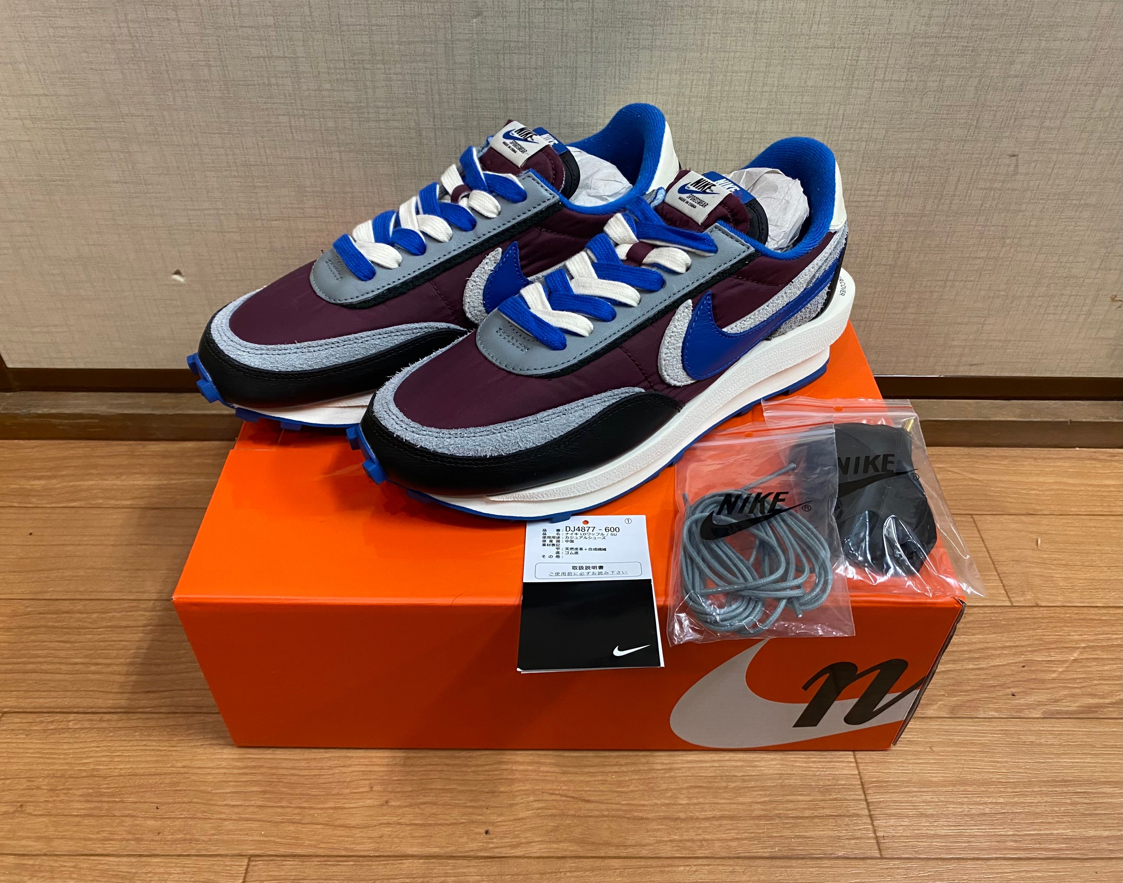 UNDERCOVER × sacai × Nike LD Waffle "Night Maroon/Pale Ivory-Ground Grey-Team Royal"