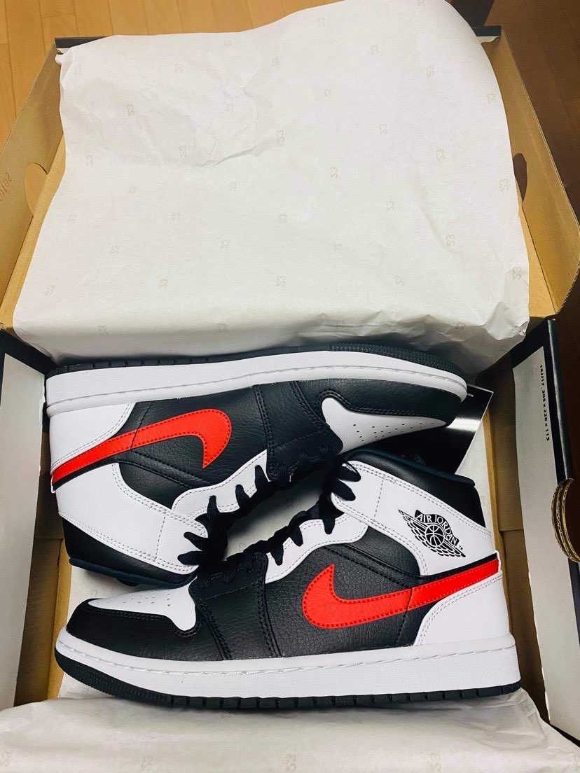 NIKE AIR JORDAN 1 MID GS "BLACK/CHILE RED/WHITE"