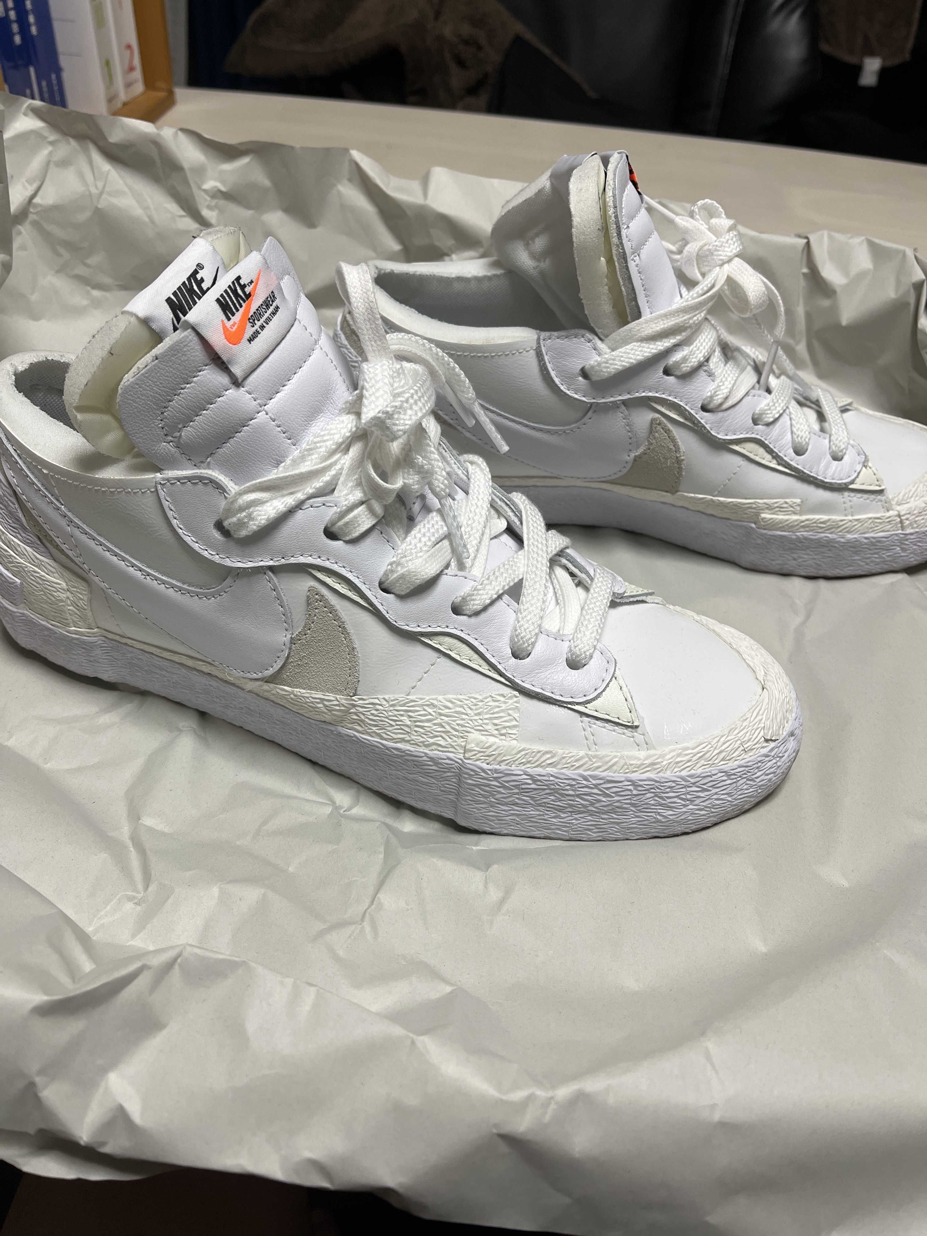 sacai × Nike Blazer Low "White Patent Leather"