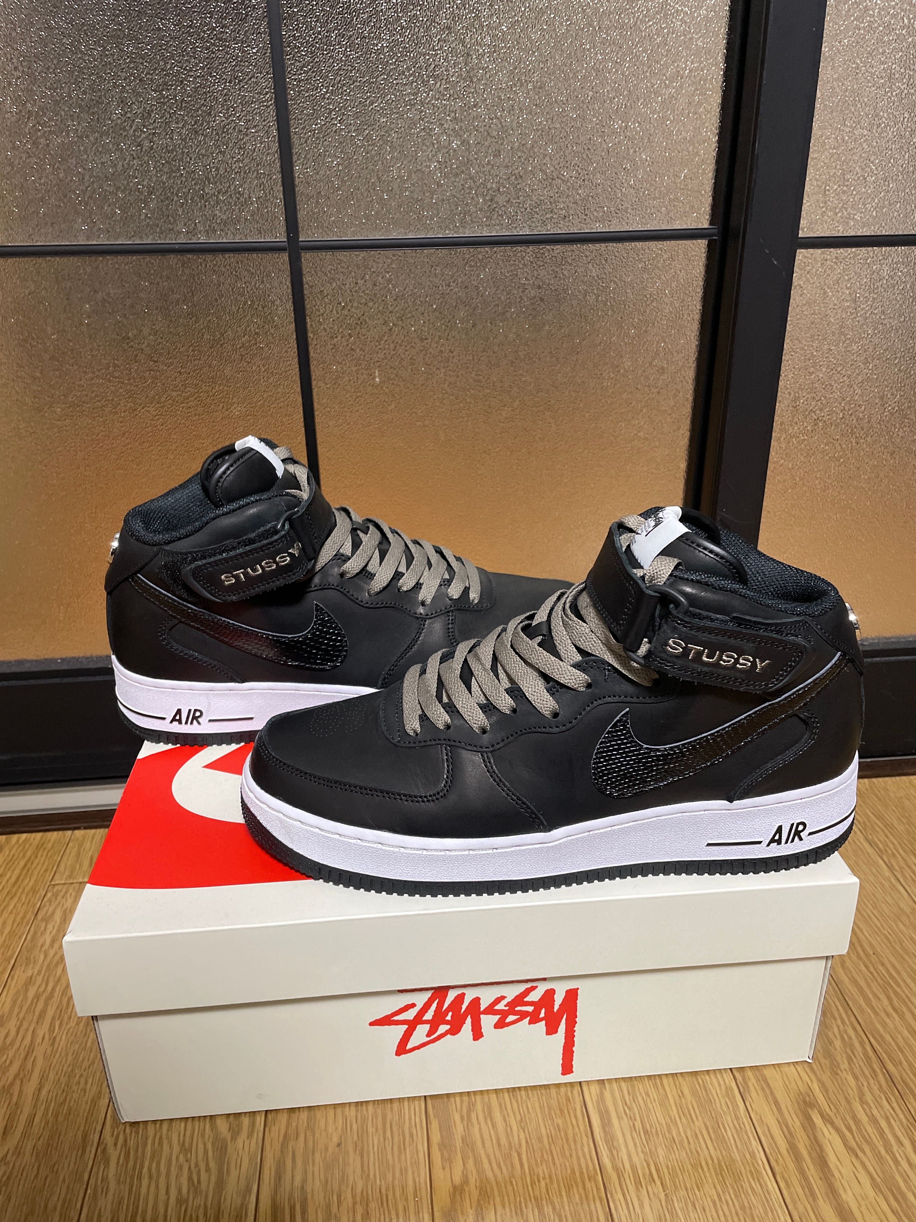 Stussy × Nike Air Force 1 Mid "Black/Black"