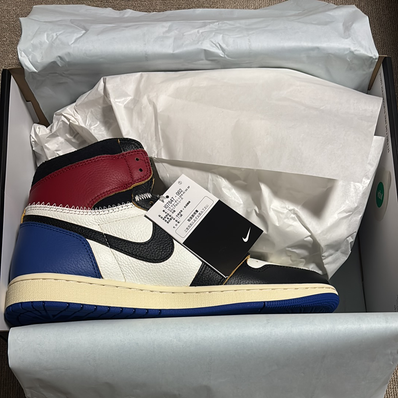 fragment design × UNION × Nike Air Jordan 1 High OG "Black/Varsity Red"