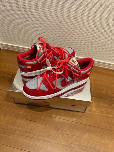 Off-White × Nike Dunk Low "University Red/Wolf Grey"