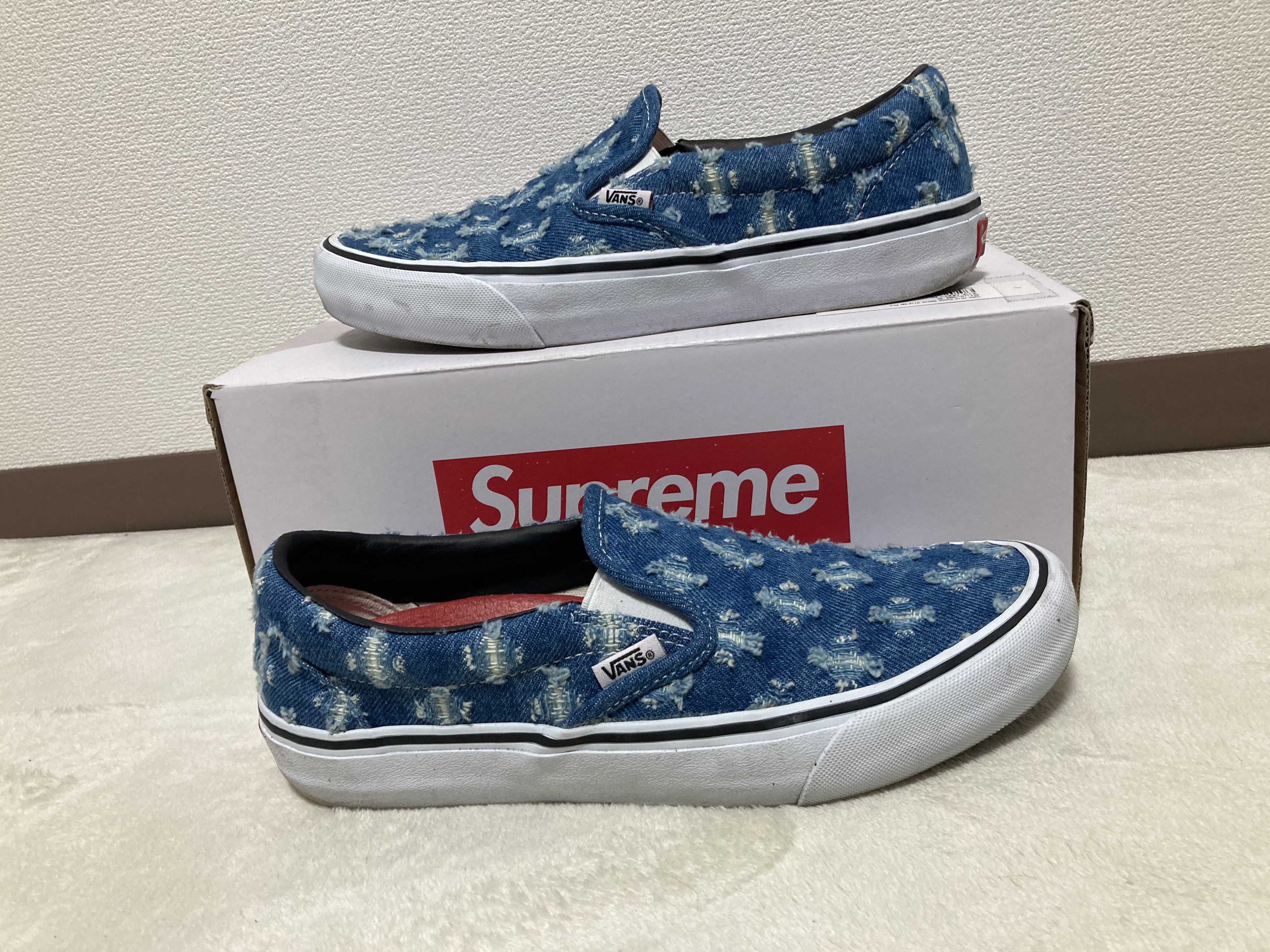 Supreme × Vans Slip-On Hole Punch Denim "Blue"