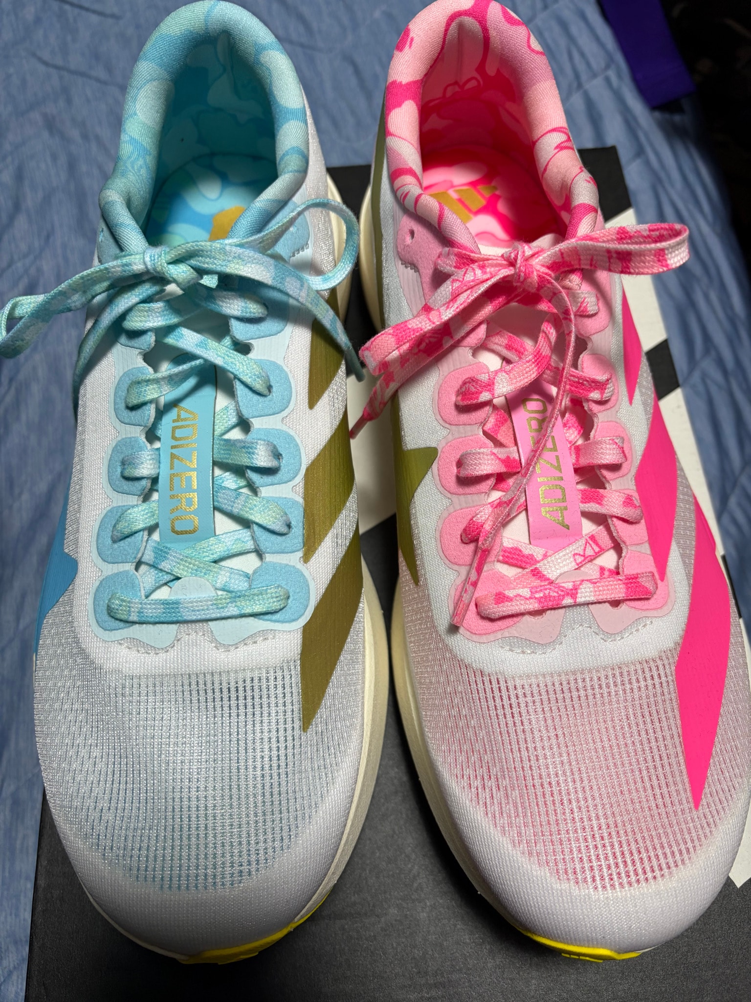 A BATHING APE × adidas Adizero Evo SL "Cloud White/Gold Metallic"