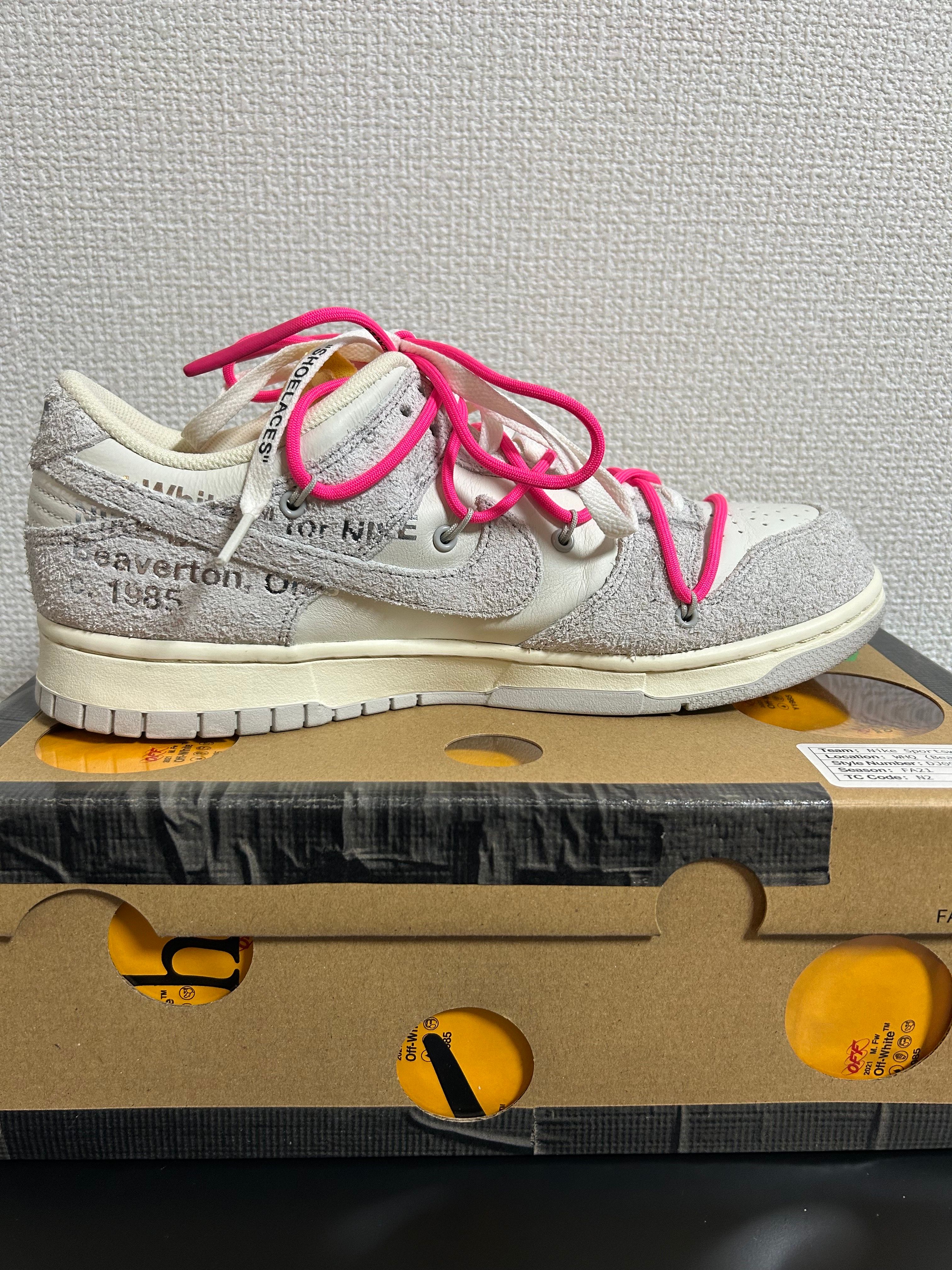 Off-White × Nike Dunk Low "Sail/Neutral Gray/Hyper Pink"