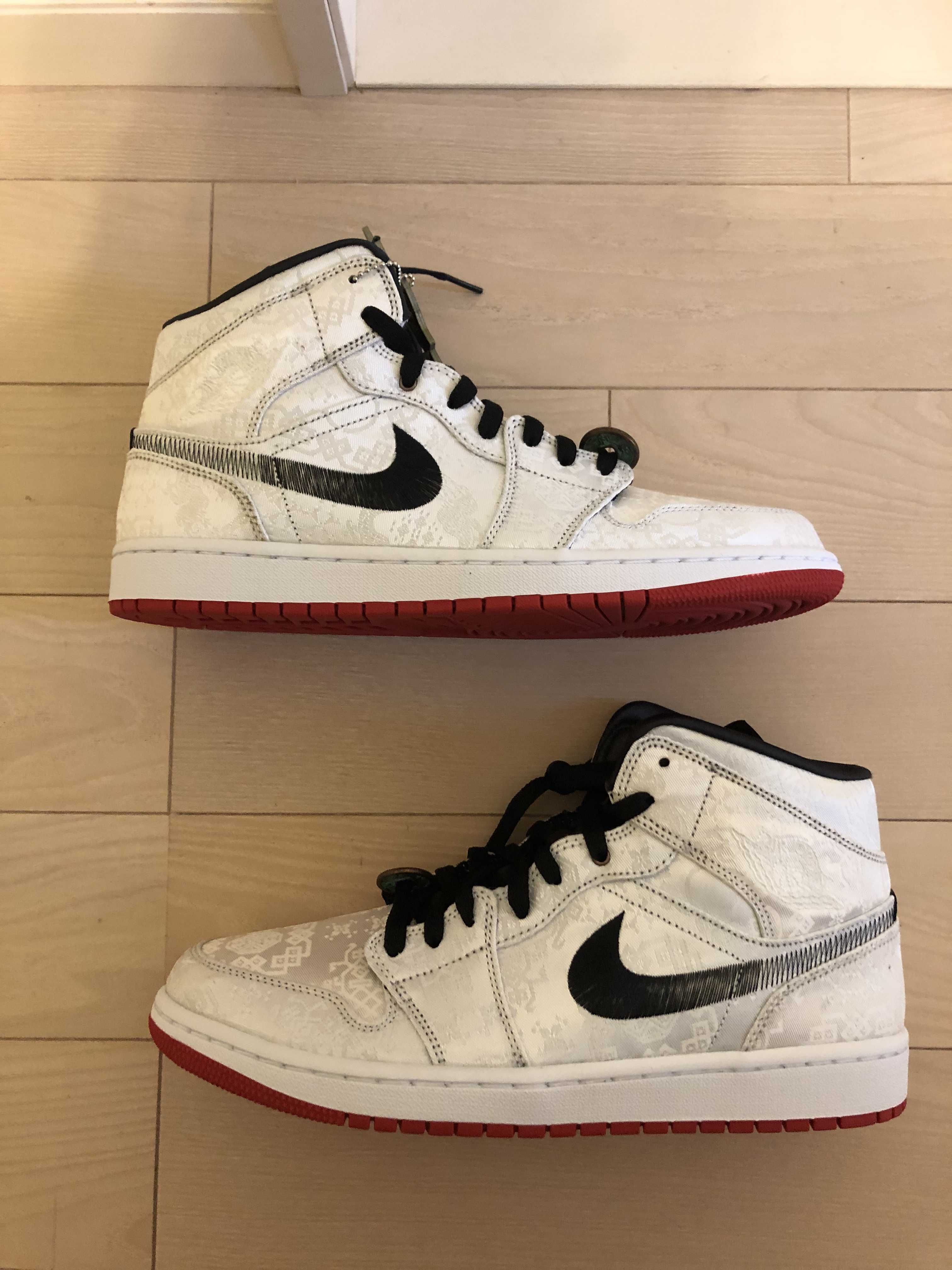 CLOT × Nike Air Jordan 1 Mid SE Fearless "White/Black/Red"