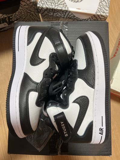 Stussy × Nike Air Force 1 Mid "Black and Light Bone"