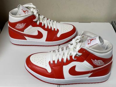 NIKE Women's AIR JORDAN 1 MID "WHITE/HABANERO RED"