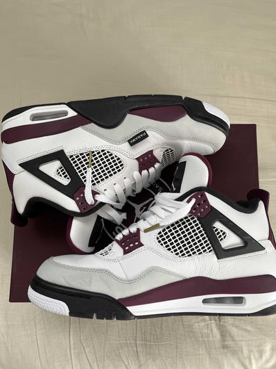 Paris Saint Germain ×Nike Air Jordan 4 Retro "White/Bordeaux/Neutral Gray"