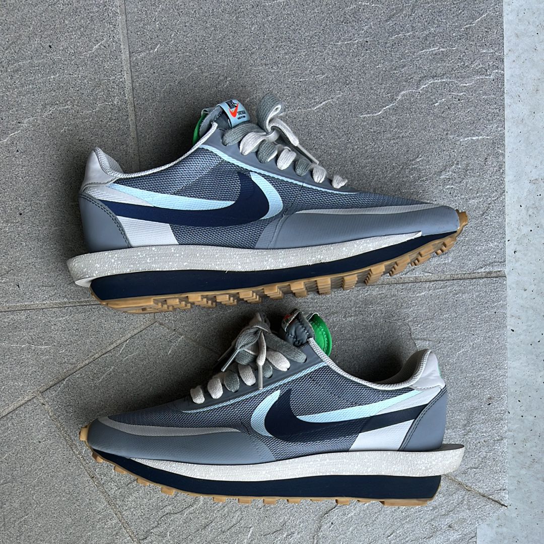CLOT × Sacai × Nike LD Waffle "Grey Obsidian/Cool Grey"