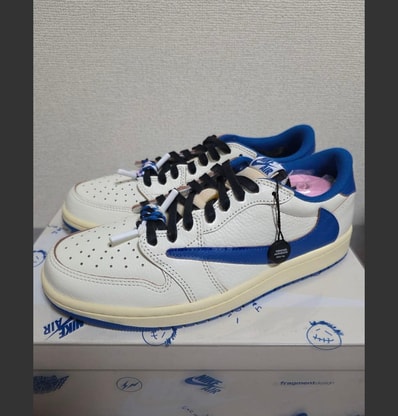 Travis Scott × fragment design × Nike Air Jordan 1 Low OG "Sail/Military Blue"