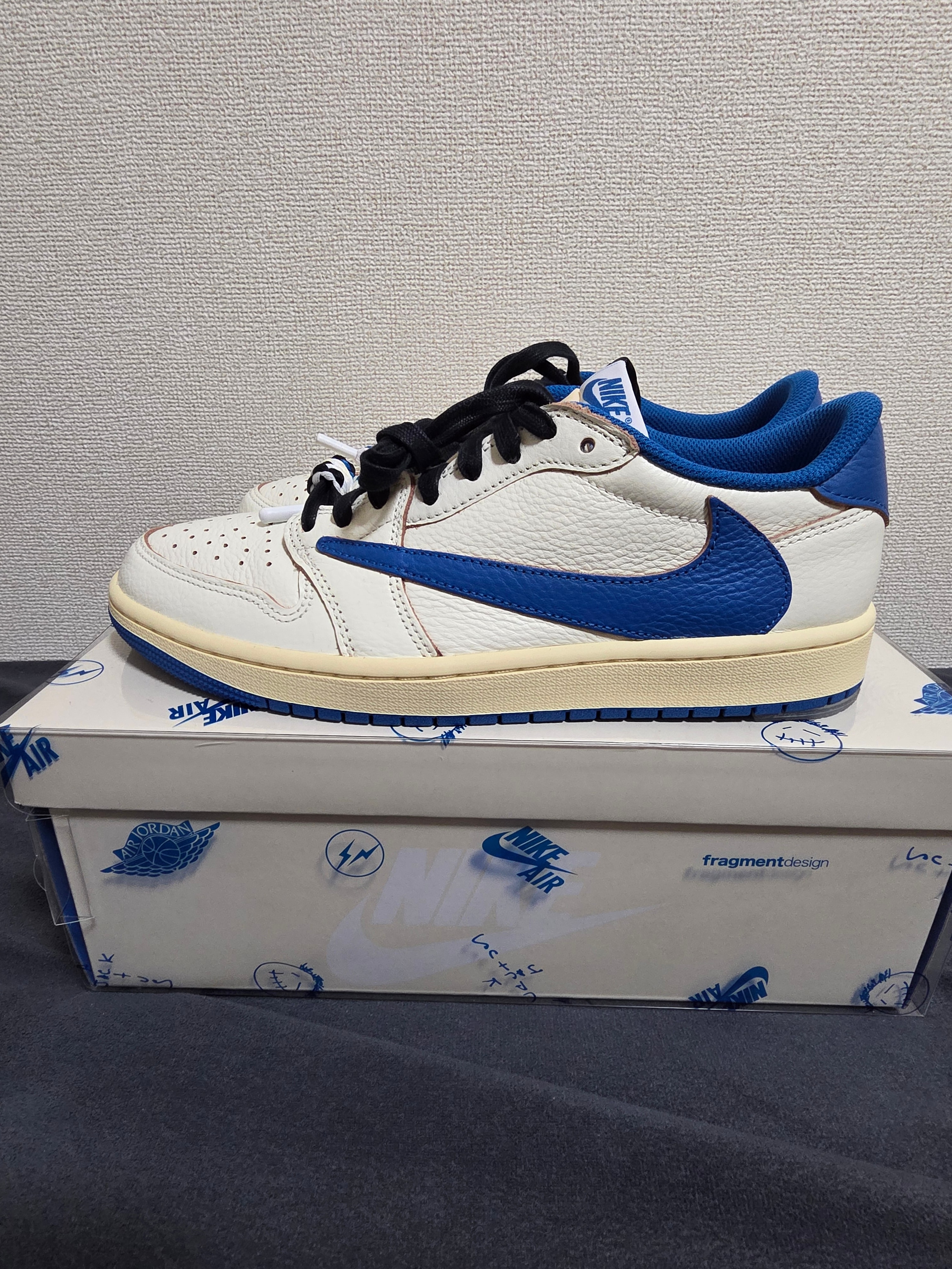 Travis Scott × fragment design × Nike Air Jordan 1 Low OG "Sail/Military Blue"