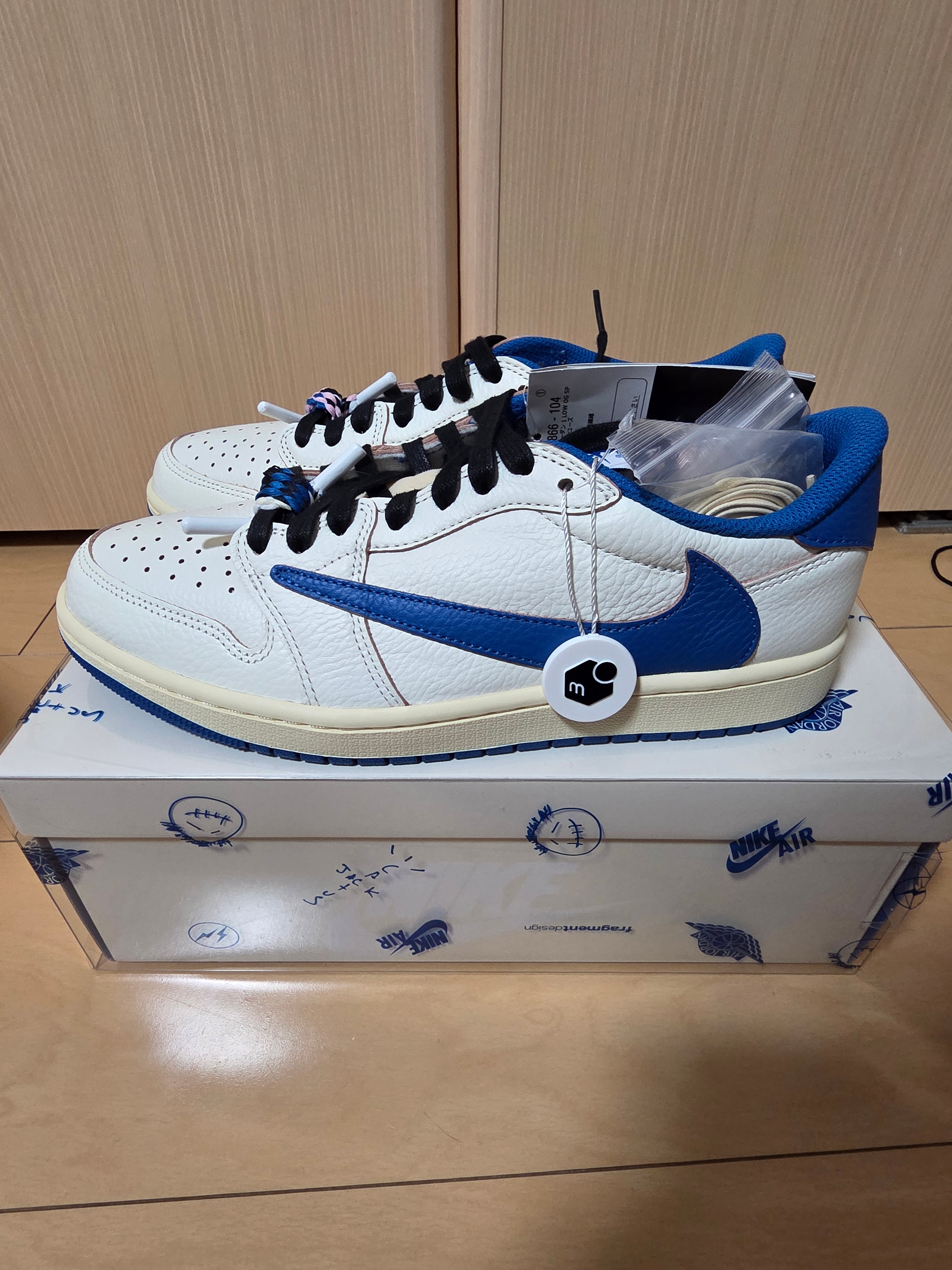 Travis Scott × fragment design × Nike Air Jordan 1 Low OG "Sail/Military Blue"