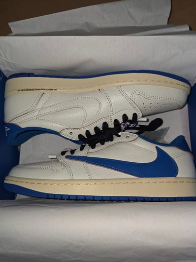 Travis Scott × fragment design × Nike Air Jordan 1 Low OG "Sail/Military Blue"