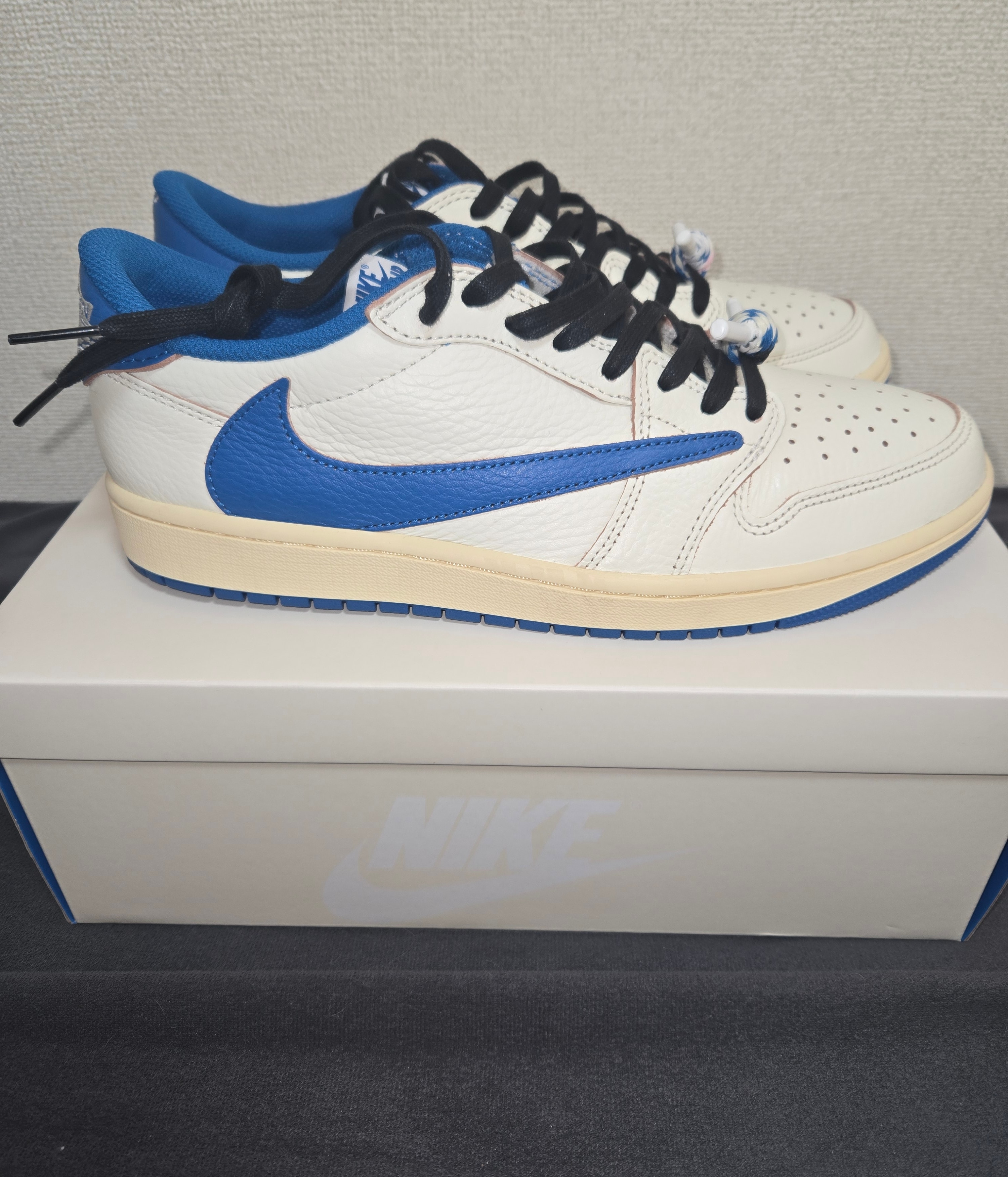 Travis Scott × fragment design × Nike Air Jordan 1 Low OG "Sail/Military Blue"