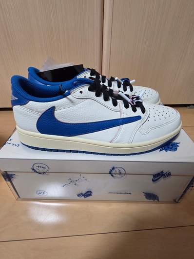 Travis Scott × fragment design × Nike Air Jordan 1 Low OG "Sail/Military Blue"