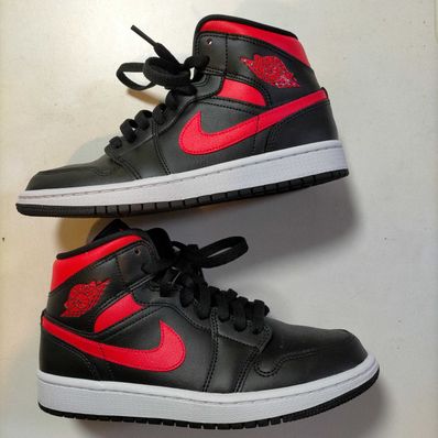 NIKE Women's AIR JORDAN 1 MID "BLACK/SIREN RED/WHITE"