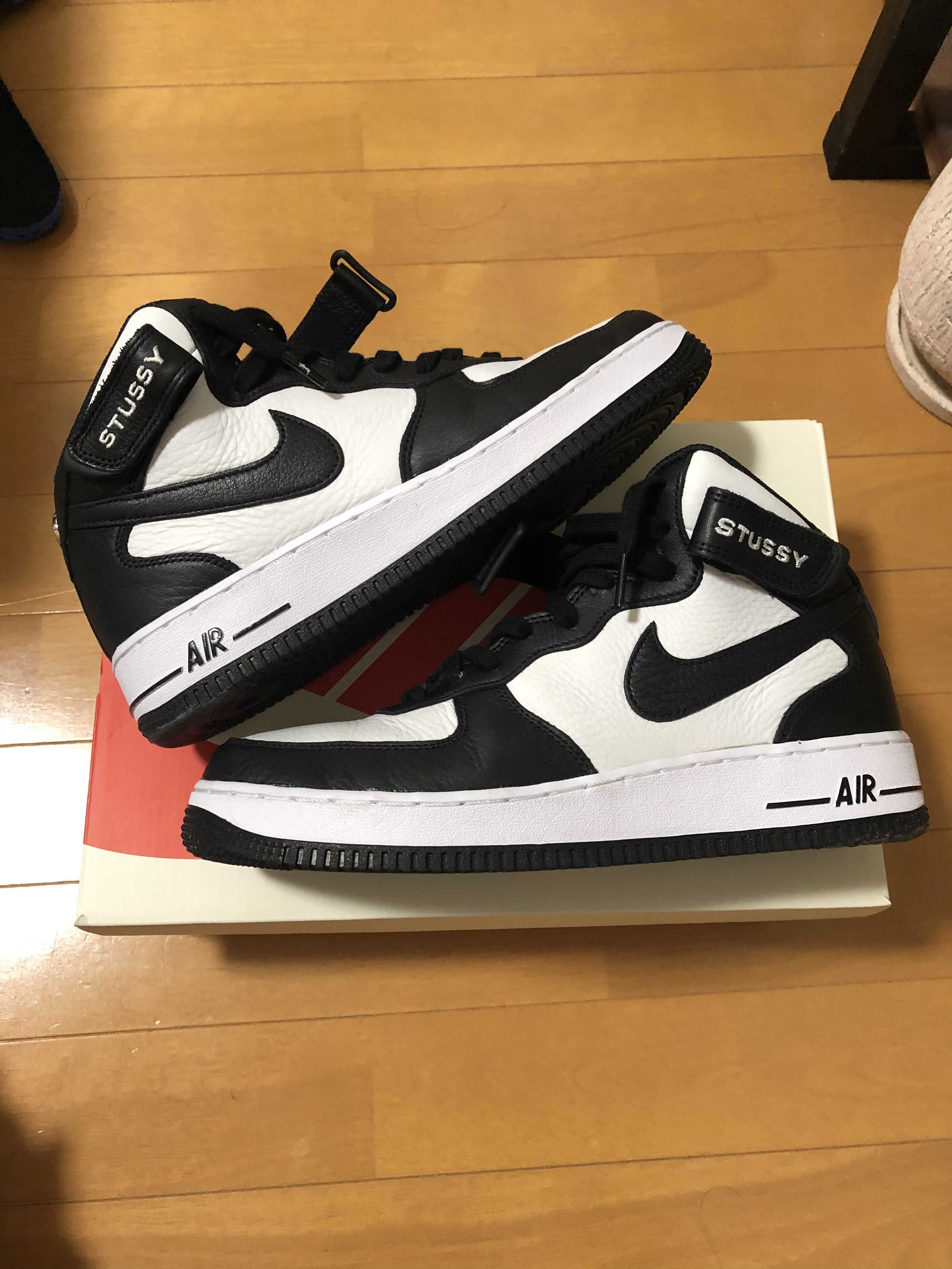 Stussy × Nike Air Force 1 Mid "Black and Light Bone"