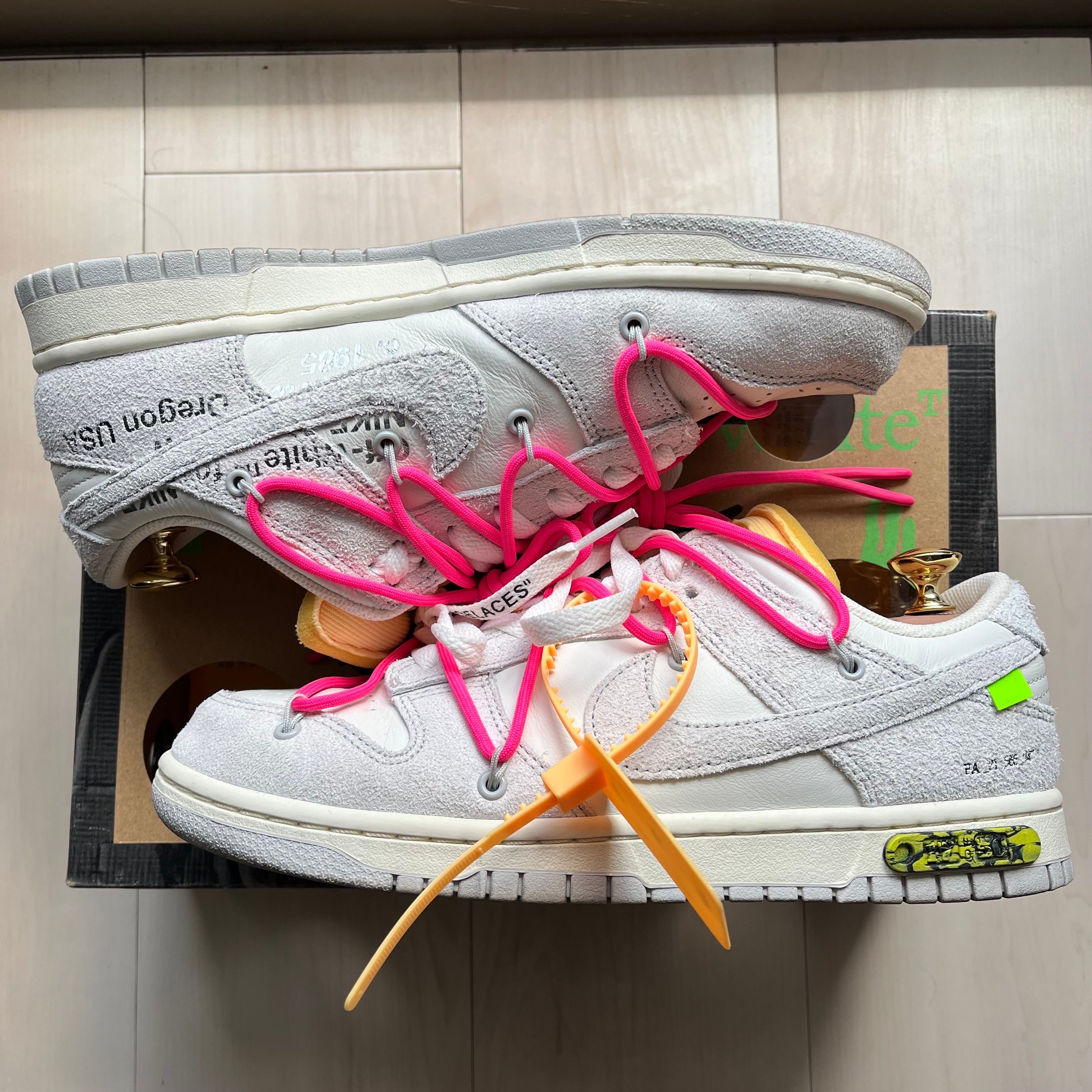 Off-White × Nike Dunk Low "Sail/Neutral Gray/Hyper Pink"