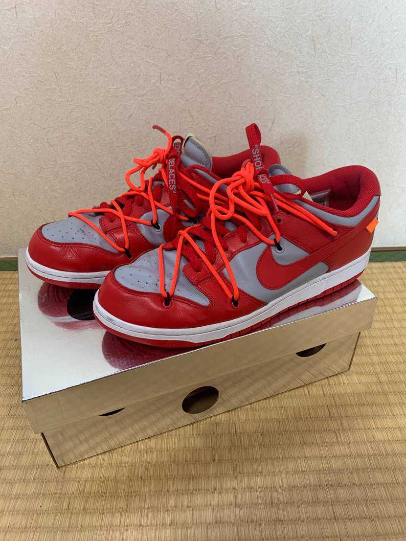 Off-White × Nike Dunk Low "University Red/Wolf Grey"