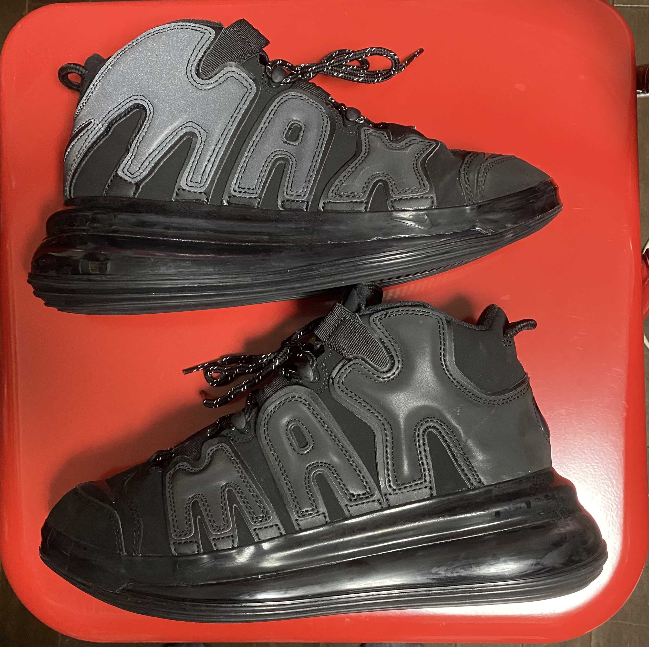 NIKE AIR MORE UPTEMPO 720 BLACK / METALLIC BLACK