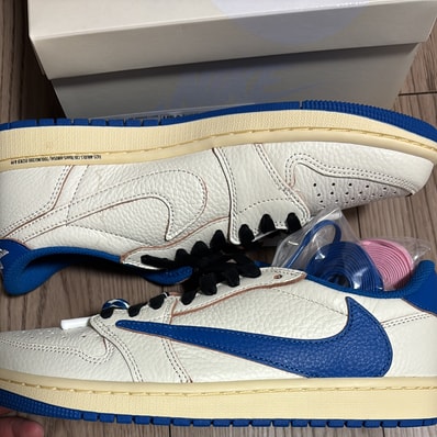 Travis Scott × fragment design × Nike Air Jordan 1 Low OG "Sail/Military Blue"